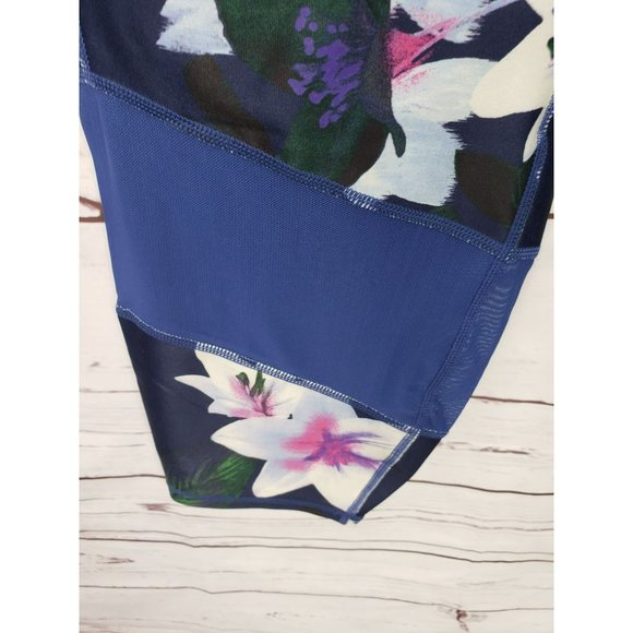 NWT Nine West Active Purple & Blue Floral High Rise Capri - Picture 5 of 8